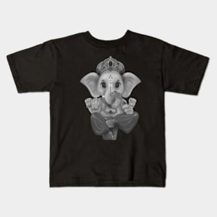 Black and white Lord Ganesha Kids T-Shirt